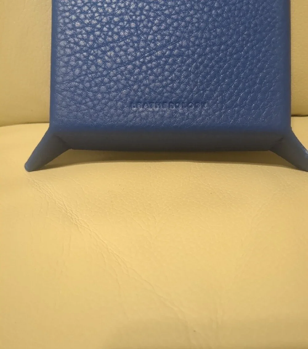 Leatherology Blue Leather Catchall Tray - Home Accents